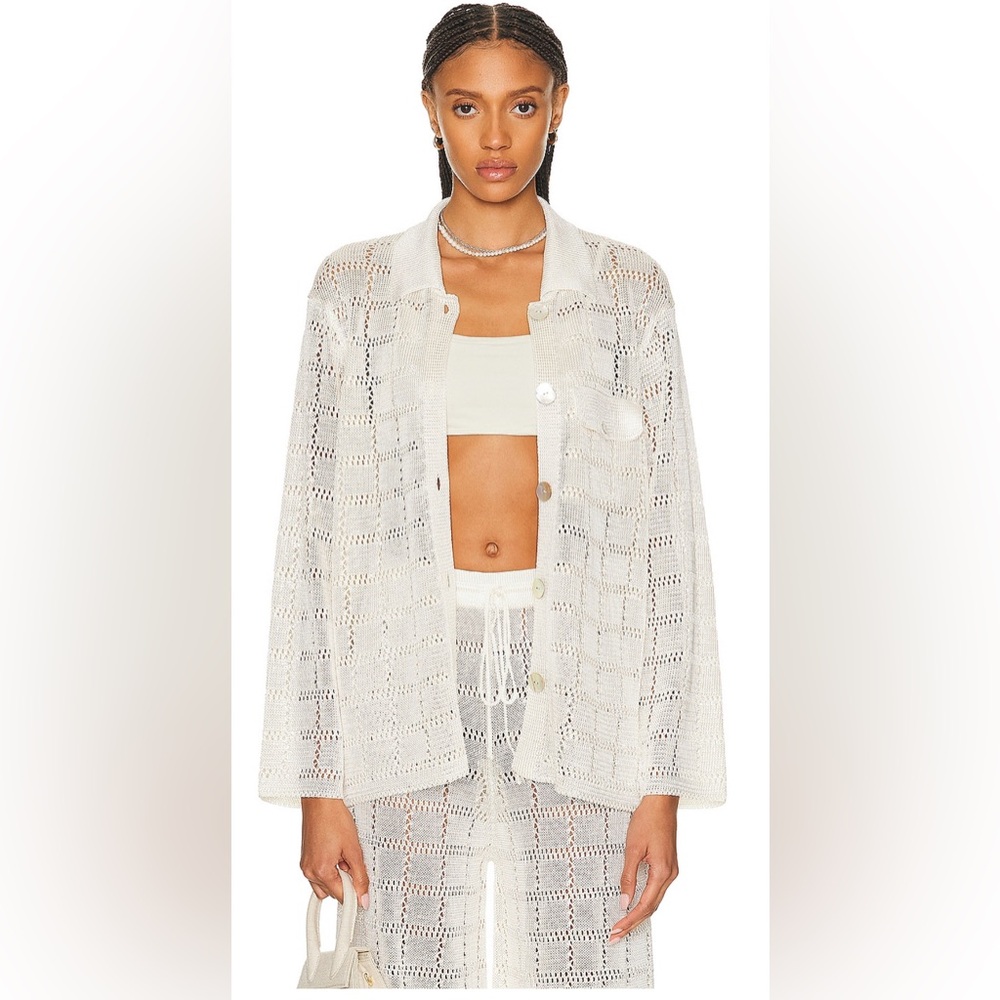Calle del Mar Crochet Long Sleeve Patchwork Shirt